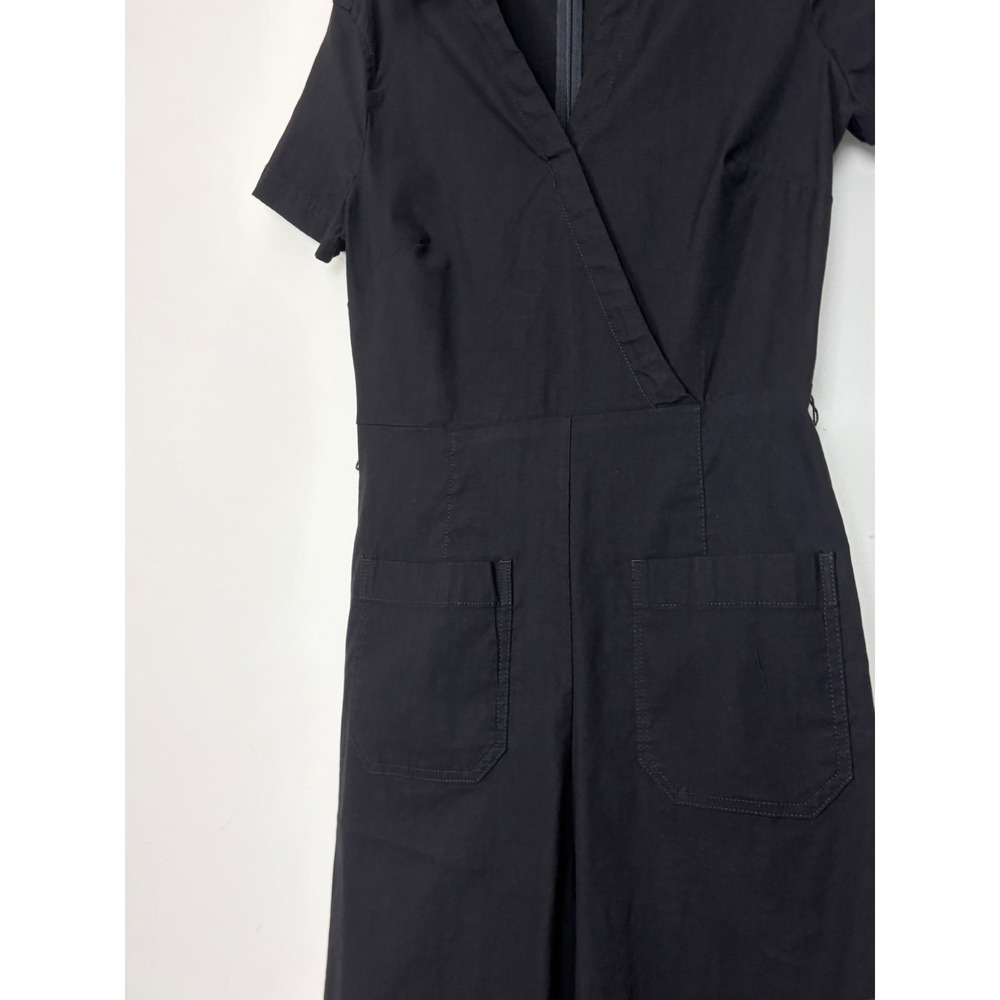 Anthropologie Maeve Wrapped Culotte Jumpsuit Black Sz 6P Linen Blend Utility - Picture 9 of 16